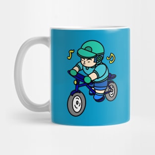 Cute cartoon boy cycling Mug